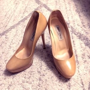 Jimmy Choo Nude Patent Leather Heels